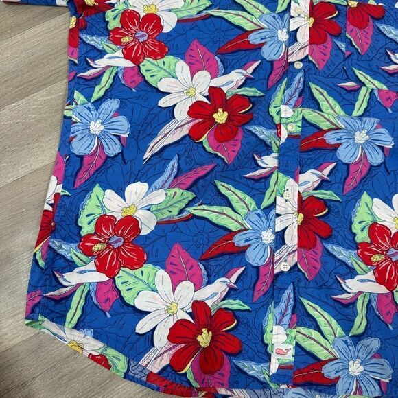 Vineyard Vines Tropical Print Button Front Slim Fit Murray Shirt Blue XL - Picture 7 of 11